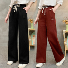 夏季棉麻阔腿裤女薄款2026年新款水洗亚麻宽松高腰休闲直筒裤
