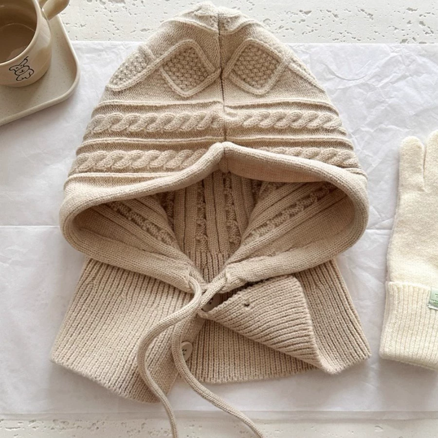 Retro winter keep warm scarf, woolen knitted hat, for beloved