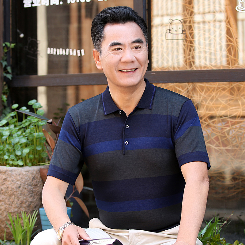 wholesale middle age men's wear T-shirt Borneol dad Summer wear Short sleeved Middle-aged and elderly people man polo Father's Day clothes