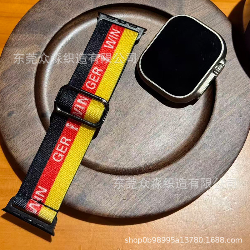 Usa, Canada, and Mexico World Cup Flag-Themed Apple Watch Bands Suitable for Apple iWatch Nylon Adjustable Buckle Watch Straps