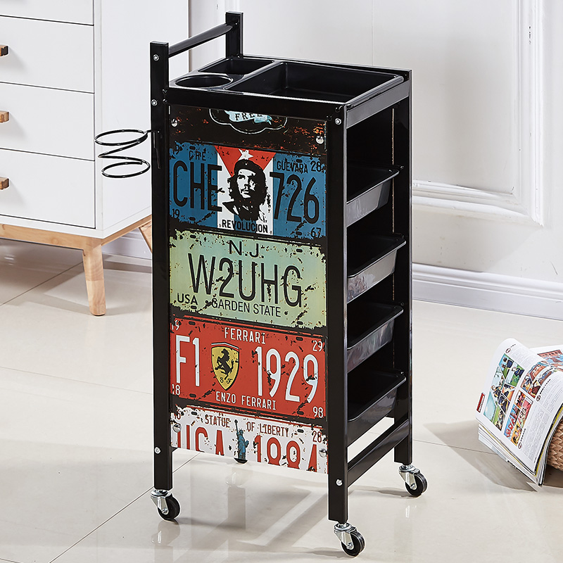 レトロ理髪カートヘアサロントロリーバーバー理髪店パーマ染料ツールカート美容トロリー