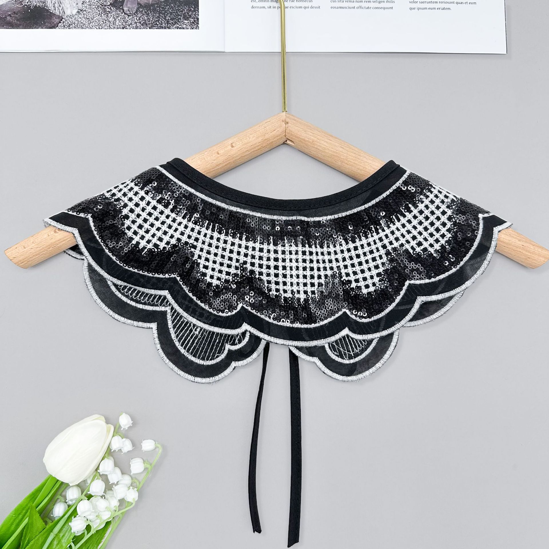 Otoño e invierno imitación de lana bordada cuello falso de los niños camisa de vestido suéter de encaje chaleco de estilo coreano cuello de muñeca