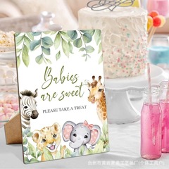 国境を越えた野生動物をテーマにしたベビーシャワーの洗礼ゲームカード子供の誕生日パーティーパーティー木製スタンド