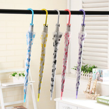 清新圆点透明伞时尚遮阳挡风透明雨伞直杆长柄伞摆摊儿童雨伞批发