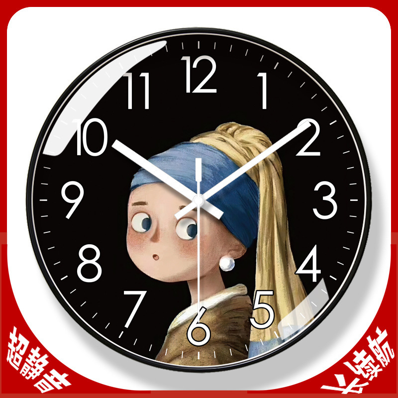 Ultra-quiet 8110 Wall Clock Living Room Clock Q Edition Famous Painting Mute Clock Wall Watch Modern Mute Second Sweeping Quartz Clock