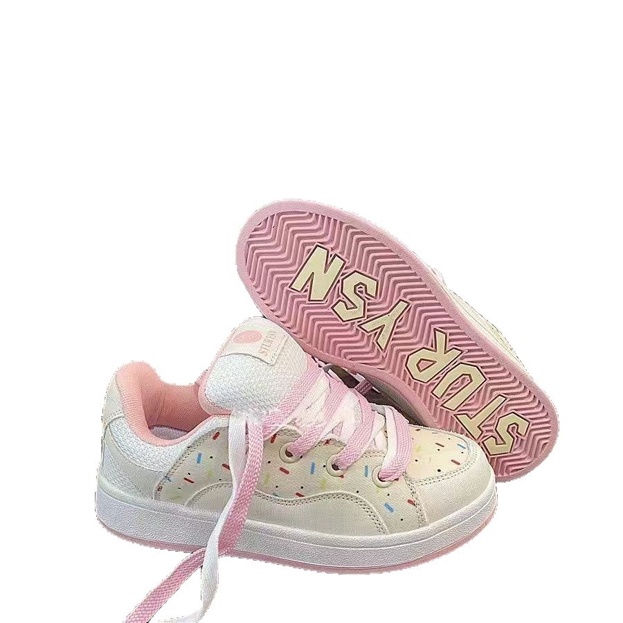 Zapatos de pan de nicho de color original de polvo dulce para mujeres 2025 primavera nuevos zapatos de mujer zapatos de skate casuales