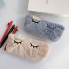 Plush false eyelashes, writing brush, cute capacious pencil case, for secondary school