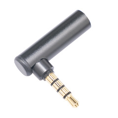 Aluminum alloy shell gold-plated plug 3.5mm male to female TRRS four-pole 90-degree mobile phone computer adapter