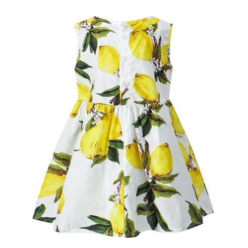 Summer new girls' dress, children's Korean lemon flower dress, baby girl's sleeveless printed dress