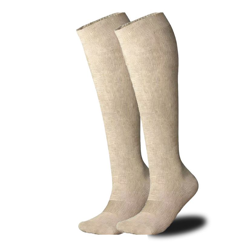 Bamboo fiber compression socks for sports, fitness, color-blocked, breathable, compression running