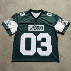 アメリカのレトロなボールの服の越境メッシュのアルファベットのプリントの通気性の半袖のtシャツの紳士服のファッションのブランドのゆったりしているレジャーのヒップホップ