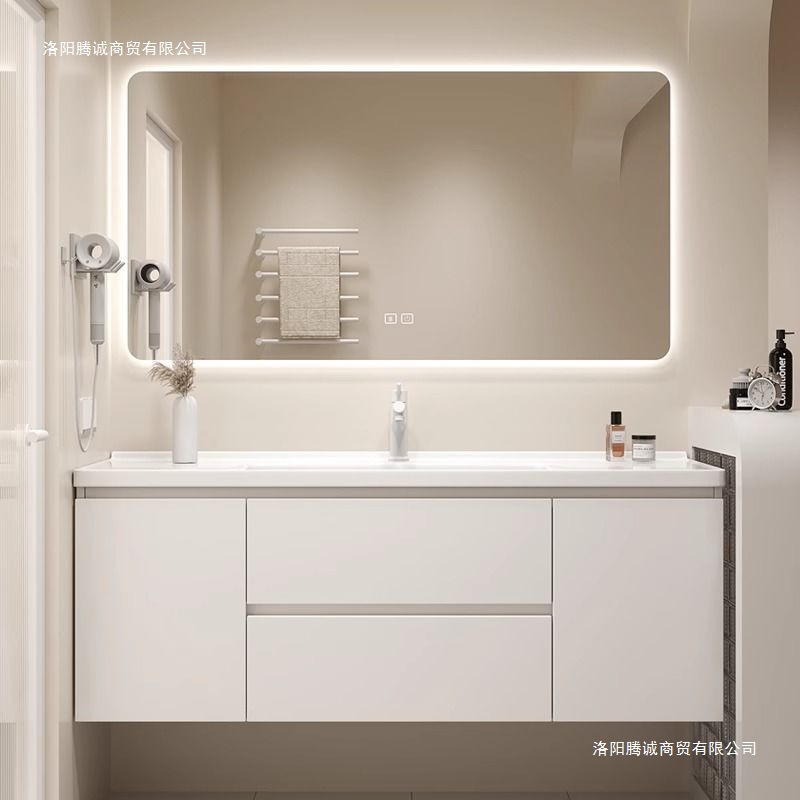 Cream Style Bathroom Cabinet Combination Light Luxury Sweet Solid Wood Modern Simple Bathroom Washstand Hand Wash Basin Cabinet