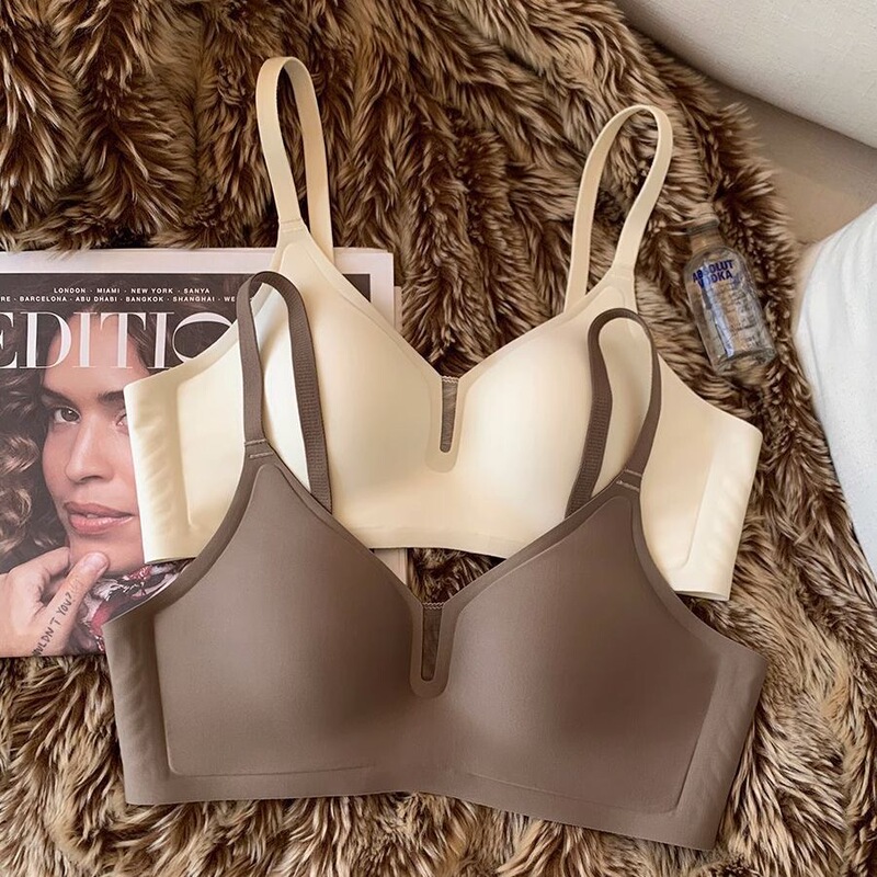 Summer Jelly Strip Comfortable Women's Bra Without Steel Rings Breast Closer Room Sagging Push-up Soft Support Thin Underwear