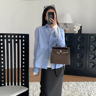 26春季新款韩版ins风简约翻领长袖衬衫女宽松棉百搭显瘦气质衬衣