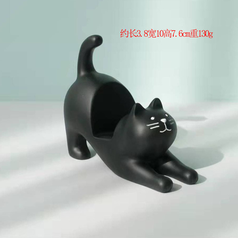 猫咪手机支架横放平板ipad创意潮玩追剧懒人手机座树脂工艺品摆件|undefined