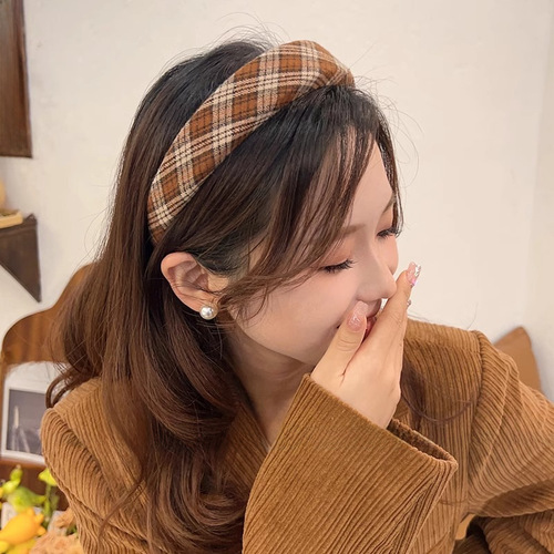 Vintage Women's  New High Crown Top Wide Brim Headband Outdoors Versatile Anti-Slip Hair Pin Head Accessory