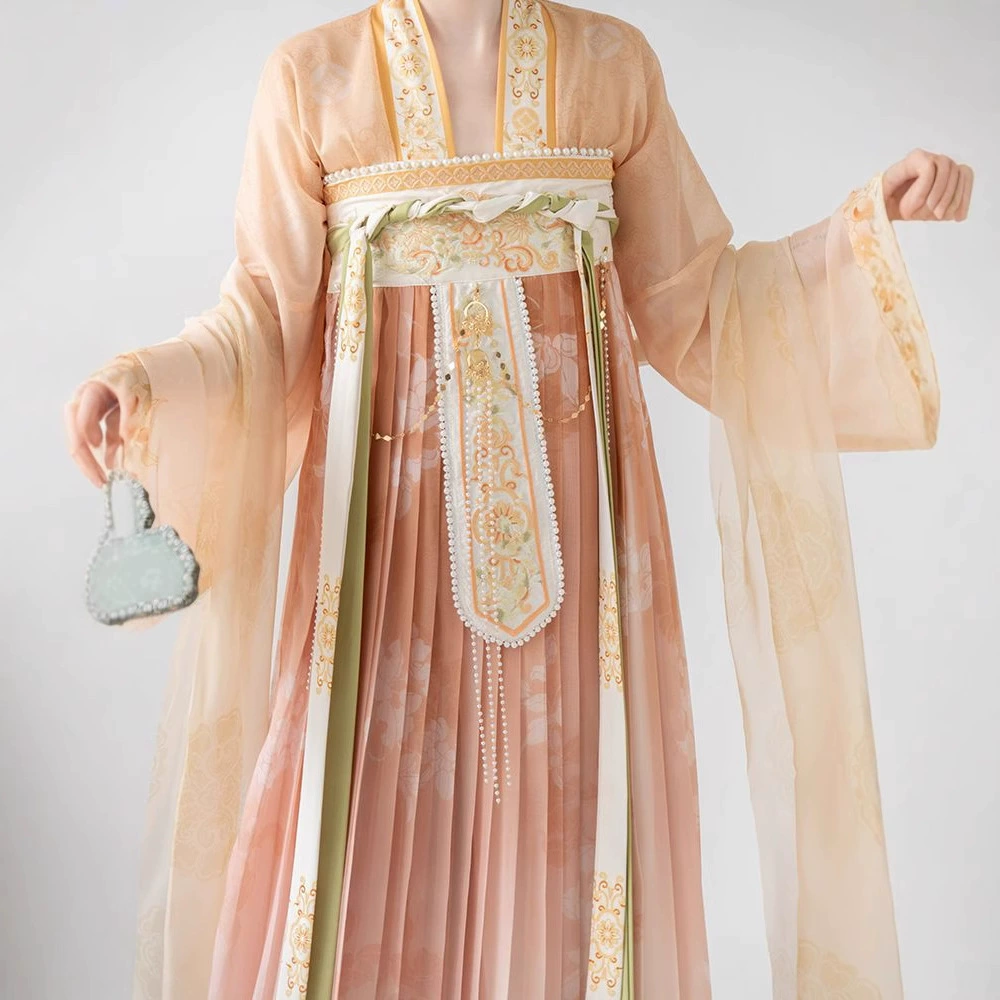Оригинальный Hanfu Девушка 2024 Новая Тан Система Пайлай юбки вышитые грудьکی юбка Национальный стиль повседневная весна и осень древний стиль комплект