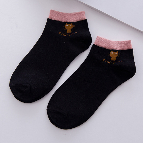 Women's Socks Cute Cartoon Kitten Boat Socks Spring and Autumn Cotton Women's Socks Soft and Comfortable Short Socks Small Fresh Invisible Socks