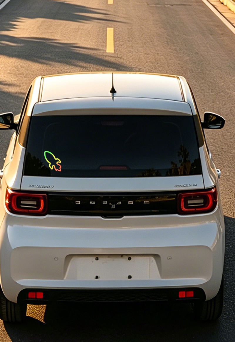 Car Solar Triangle Window Rocket Ambient Light, No Wiring Required, LED Interior Modification Neon Light, USB Decorative Light
