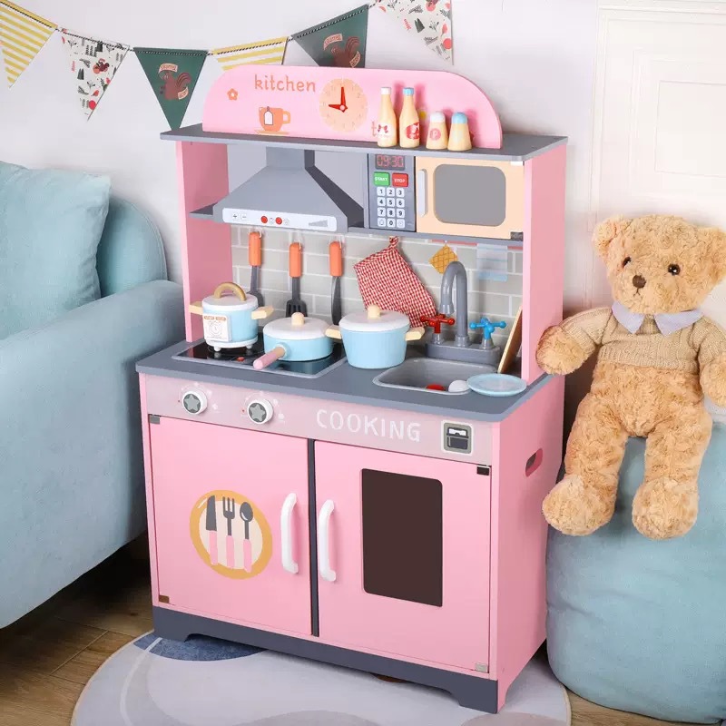 Juego de cocina rosa estilo alemán con luces y sonidos