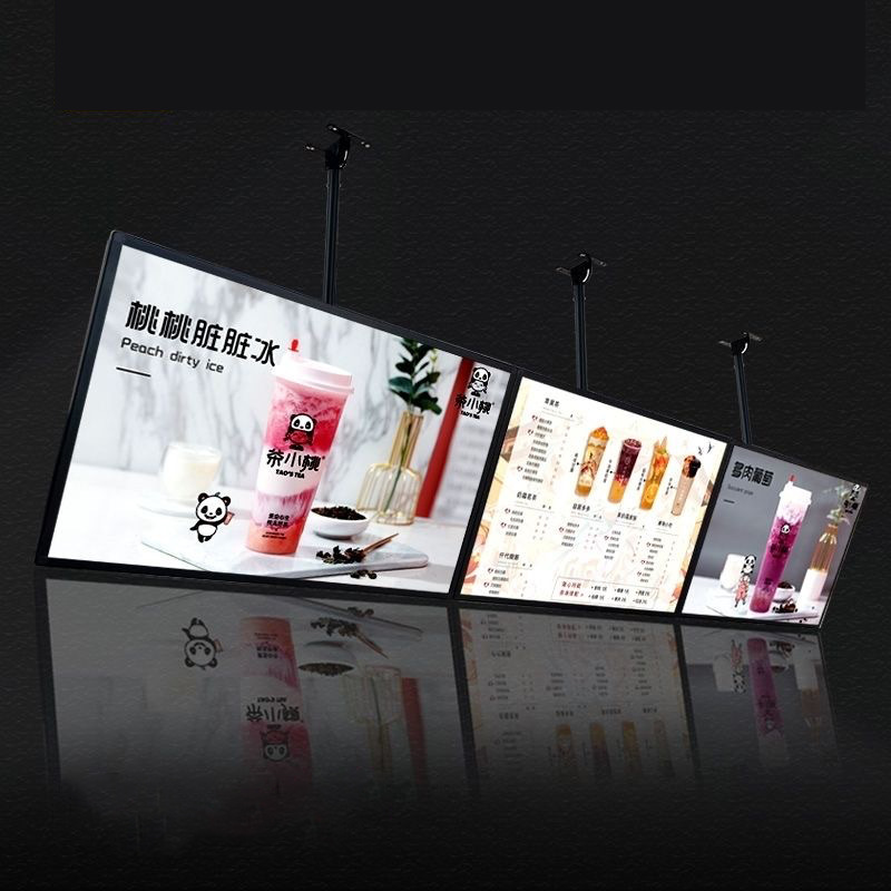 吊挂广告超薄电视灯箱点单价目表LED发光展示牌奶茶店高亮版厂家