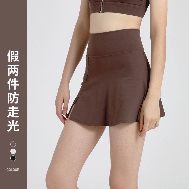 Sports Skirt Pants for Women, Yoga Wear, Fitness, Nude Feel, Anti-Exposure Tennis Skirt, Running Training Shorts, Tight Yoga Skirt