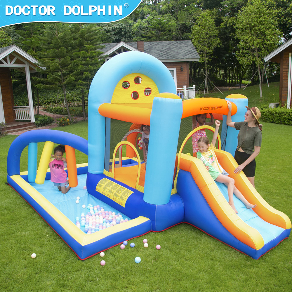 Doctorado en delfines | Castillo inflable para niños, tobogán pequeño para el hogar, castillo plegable para niños