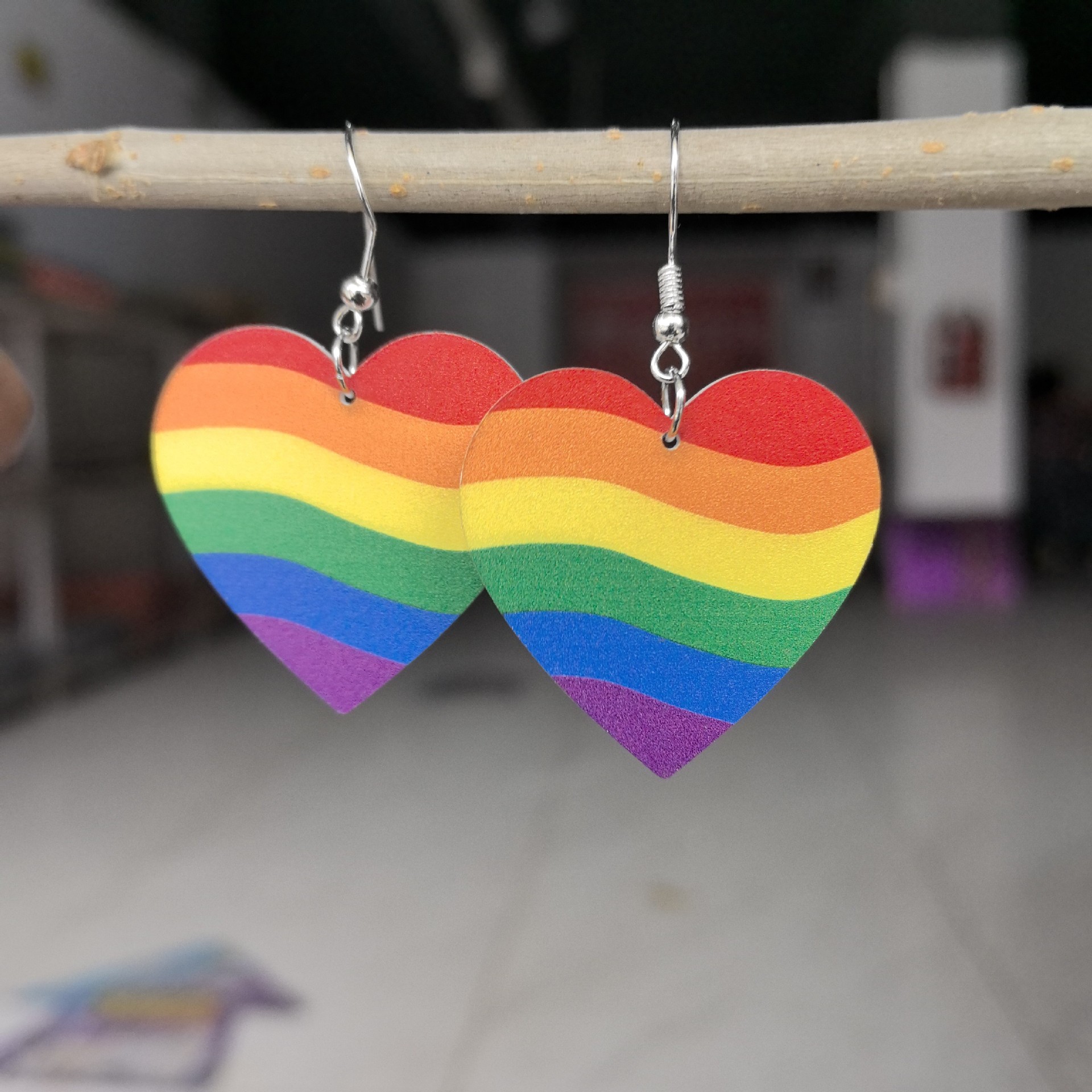 rainbow acrylic cute fashionable earrings for St. Valentine's Day…