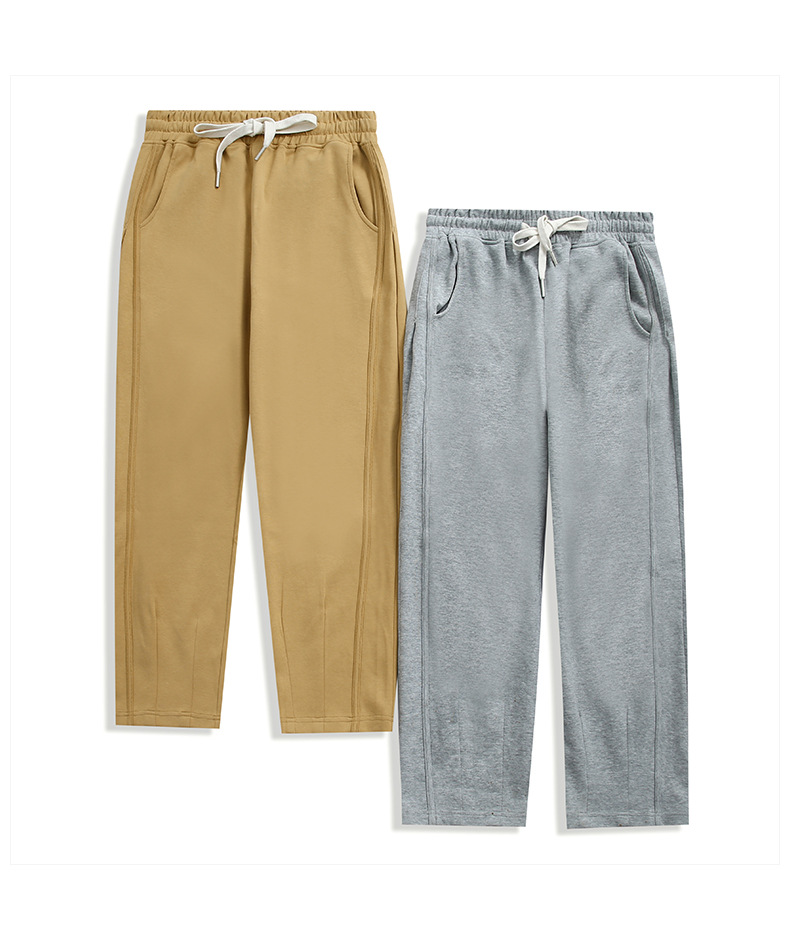 登爵男装双面棉拖地悬垂高级感裤子纯色直筒休闲卫裤阔腿长裤 (