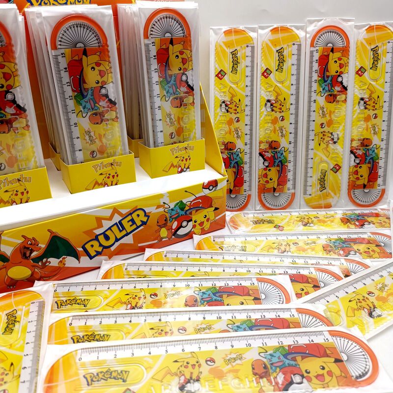 New Pikachu 15cm book sign ruler cartoon animation Pokemon drawing protractor ruler primary school stationery New Pikachu 15cm book sign ruler cartoon animation Pokemon drawing protractor ruler primary school stationery