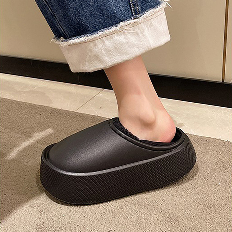 厚底棉拖鞋女秋冬季家居潮流增高防水防滑室内穿保暖耐磨亲肤时尚|undefined
