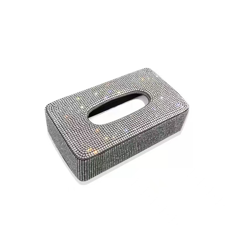 Caja de toallas de automóviles con diamantes transfronterizos, caja de toallas de automóviles colgantes universales, cubierta de toallas de automóviles con paraguas de sol para mujeres con diamantes image 6