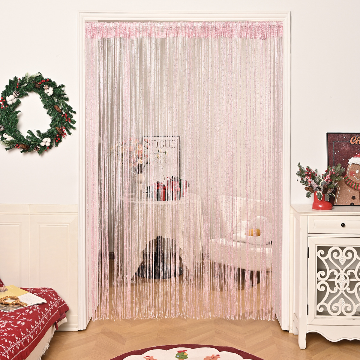 Amazon transfronterizo plano plata línea recta cortina barra de malla cortina