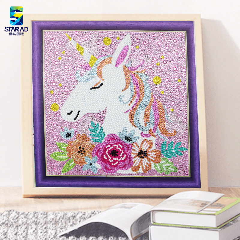 Personalizado comercio exterior transfronterizo niños 5D diamante pintura de tamaño completo diamante hecha a mano DIY serie de dibujos decorativos de animales para dibujar