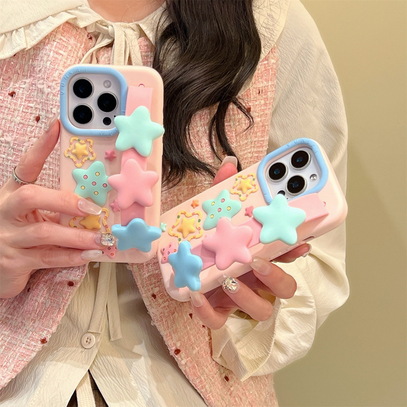 Five-Pointed Star Wristband Apple 17Promax Suitable for All-Inclusive 15Pro Stereo All-Inclusive 16 Female Star 14 Fun 13