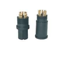 M12防水9芯公母連接器插頭插座鍍金銅針工業防水IP67線對線傳感器