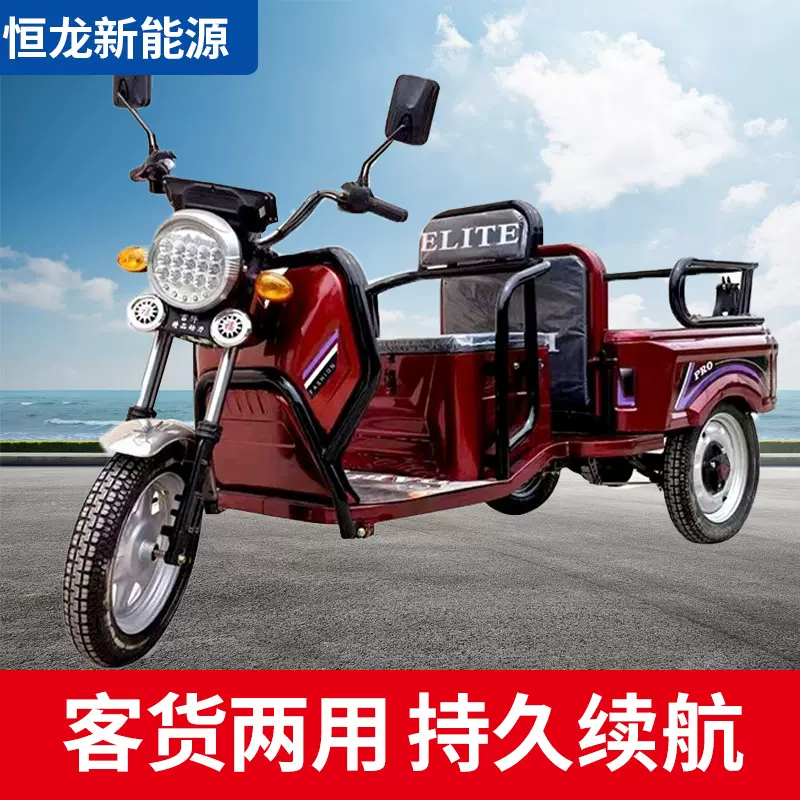 载货载人两用电动三轮车家用接送孩子老人出行三蹦子