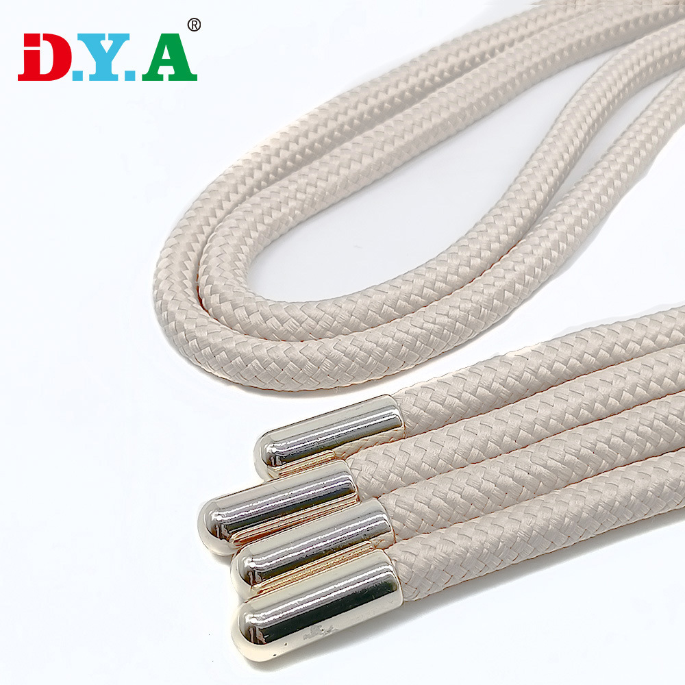 苏州厂家本白现货帽绳卫衣绳运动裤腰抽绳包金属头5mm涤纶编织绳