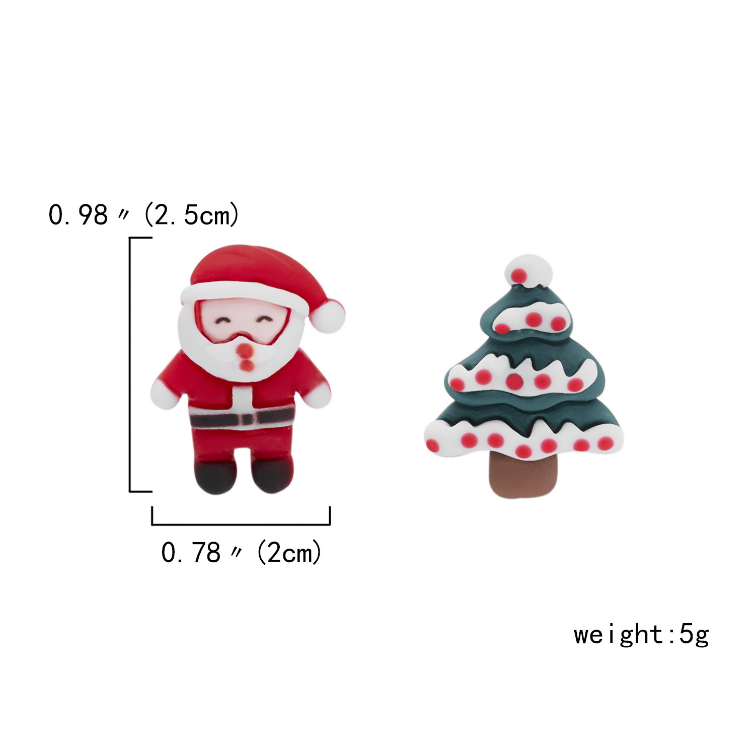 1 Pair Fashion Christmas Tree Santa Claus Snowman Epoxy Soft Clay Ear Studs display picture 7