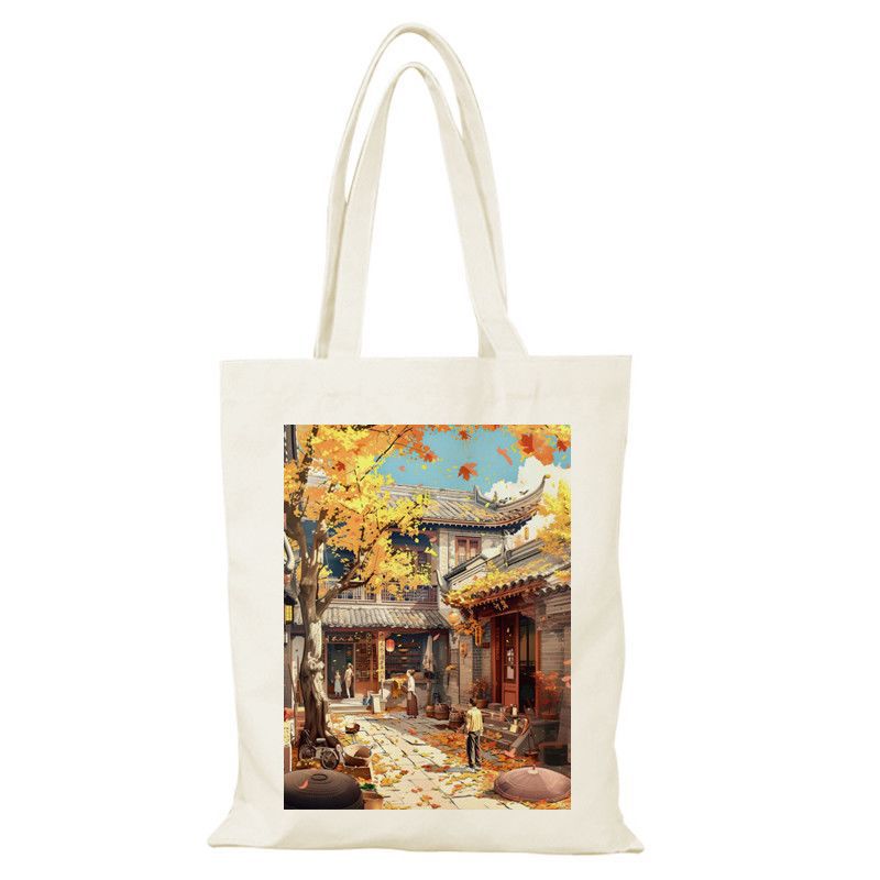 Bolsa de lienzo de Beijing, bolsa de lienzo de la ciudad, bolsas de lienzo para dibujar, bolsas de compras ecológicas de gran capacidad personalizadas