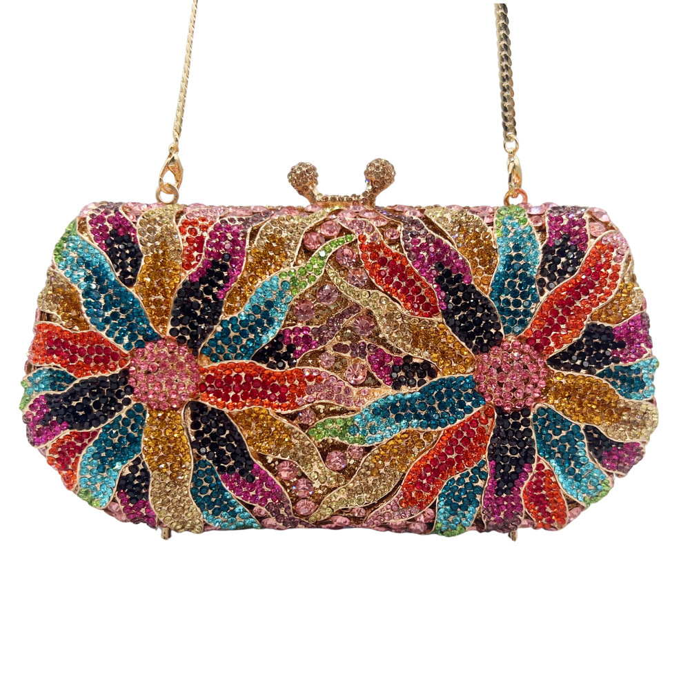 Sirena de diamantes hechos a mano bolsa de cena de metal vacío caja dura llena de diamantes bolsa de mano de mujer Stone Clutch
