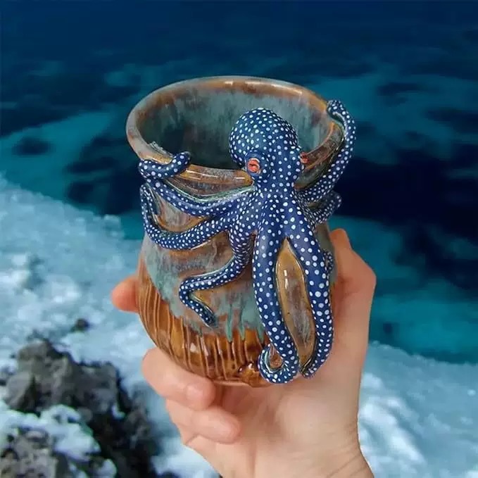 Nuevo estilo transfronterizo taza de pulpo linda simulación taza de pulpo artesanía de resina al por mayor decoración de comercio exterior lindo