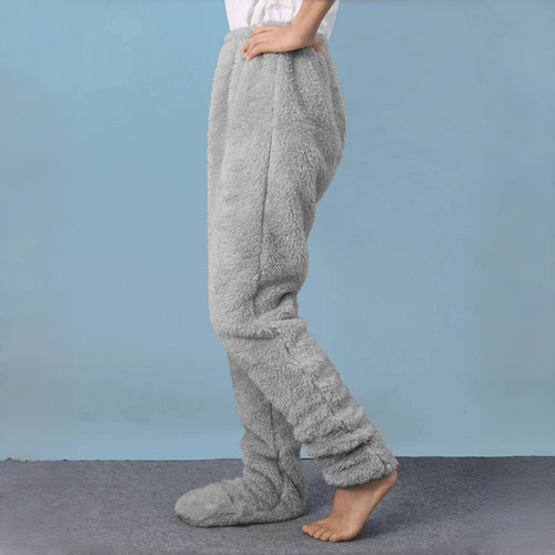 Winter integrated sleeping bag, feet, thickened, home pajamas, socks, ankle protection, knee pads, loose dormitory