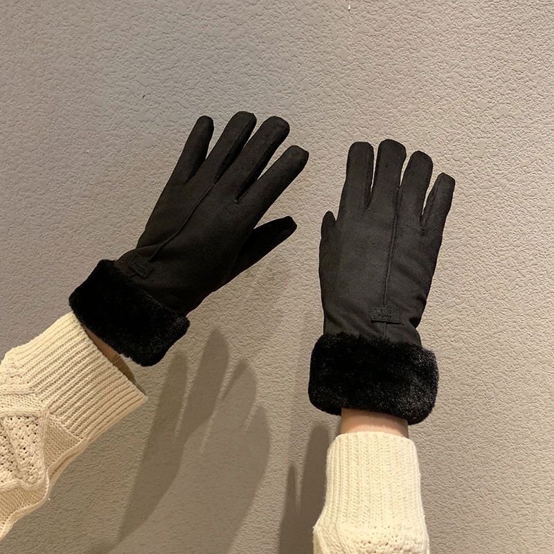 Winter Gloves For Women Suede Touch Screen Windproof Plush Warm_voghion.com