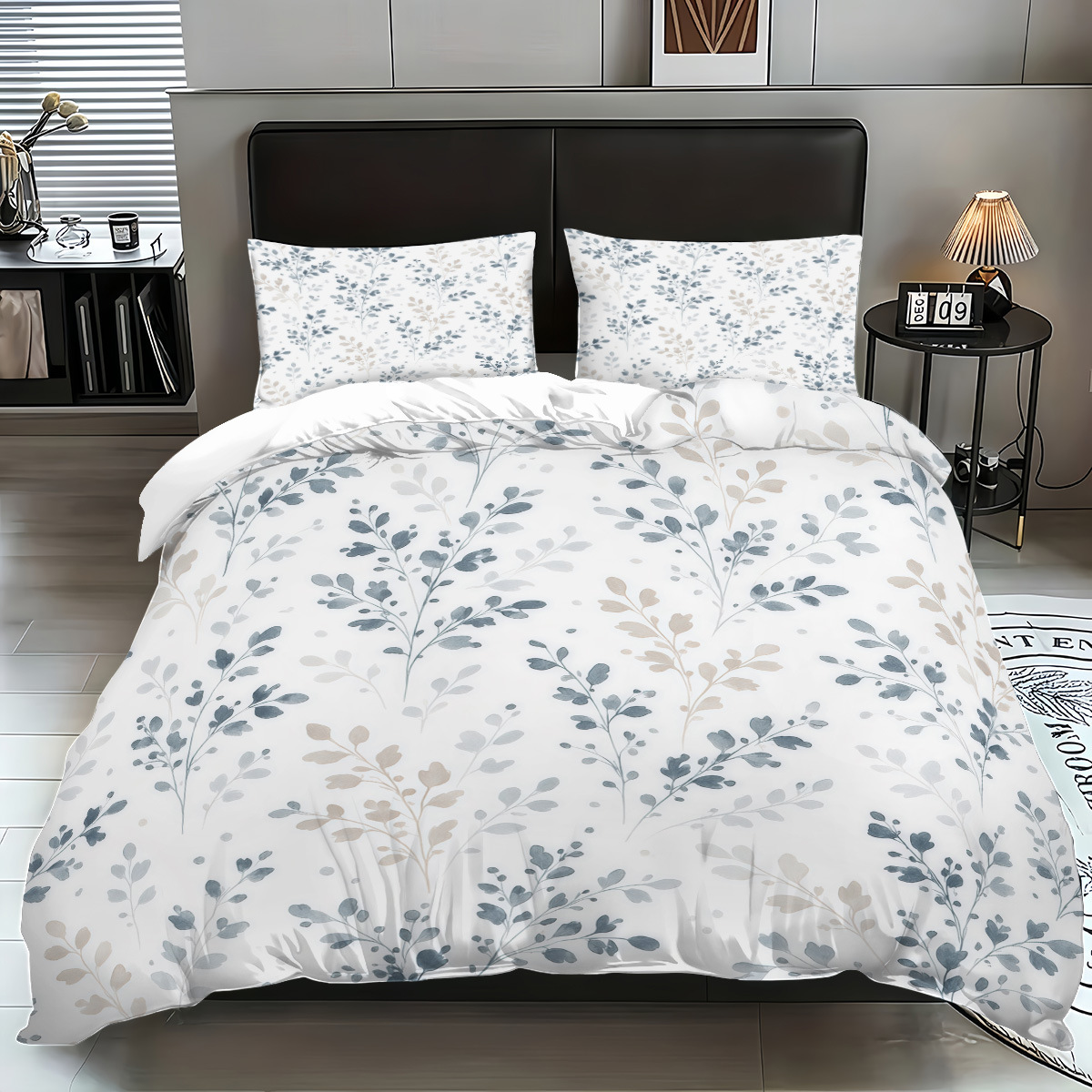 Funda de edredón floral fresca pequeña transfronteriza Estilo pastoral Ropa de cama floral pequeña Funda de edredón cepillada Juego de tres piezas JIT