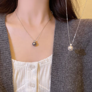 Spring and Summer 2025 New Single Pearl Zircon Pendant Necklace Women's Light Luxury Niche High-end Color-free Clavicle Chain