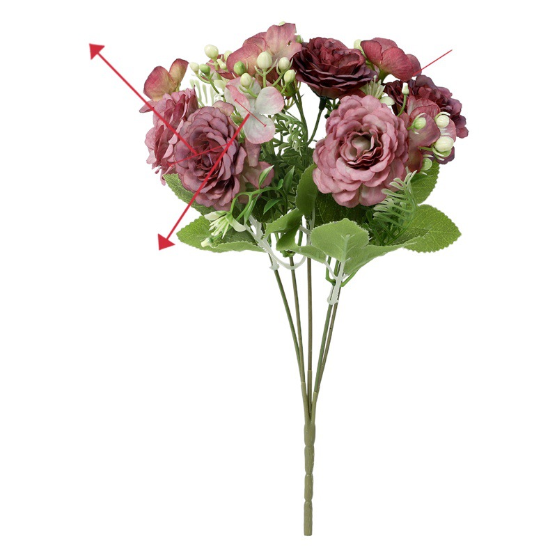 Flores artificiales, ramo decorativo, flores de plástico, rafia, peonía, rosa, arreglo floral, ramo individual, flores secas artificiales, decoración para sala de estar