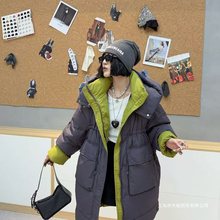 2025女加大码羽绒棉棉服中长款棉衣韩版棉袄带帽立领加厚宽松外套