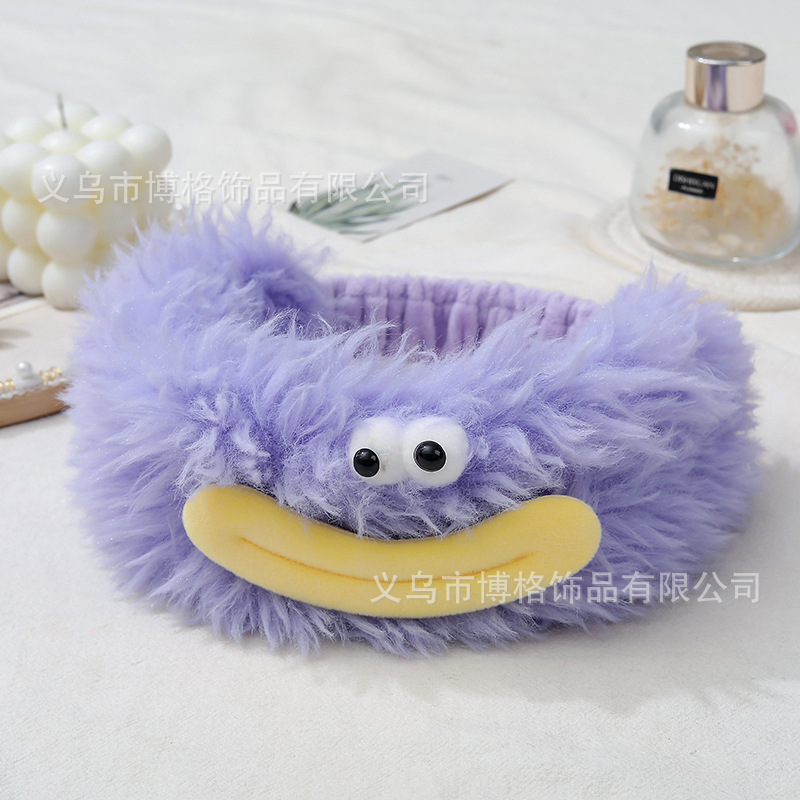 Divertido boca de salchicha banda de pelo largo chica Linda Otoño e Invierno felpa lavado de cara maquillaje fiesta banda de pelo