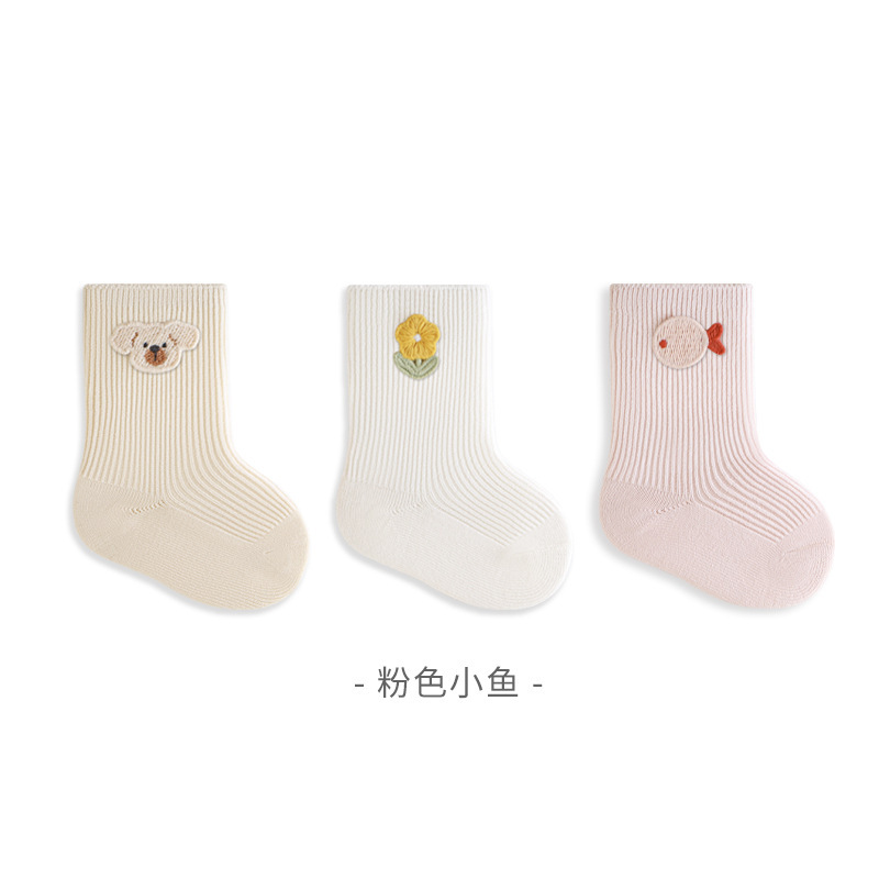 新生儿宝宝袜子秋季新品抗菌无骨松口卡通可爱男童女童中筒袜子棉|undefined